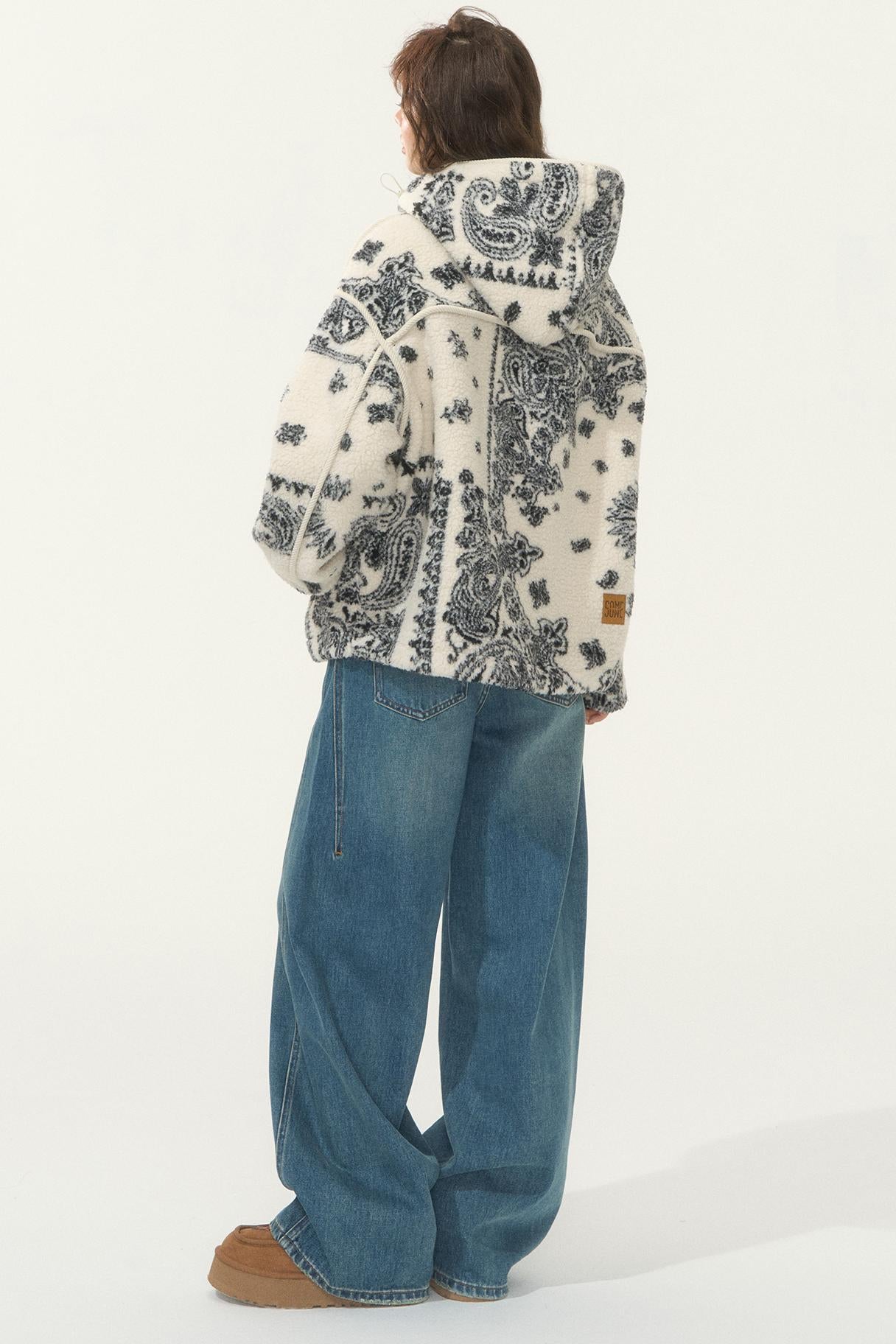 Jacquard Fleece Hooded Jacket