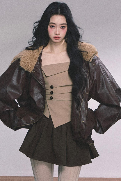 Autumn Puffy Two-Piece Skirt Set-Up