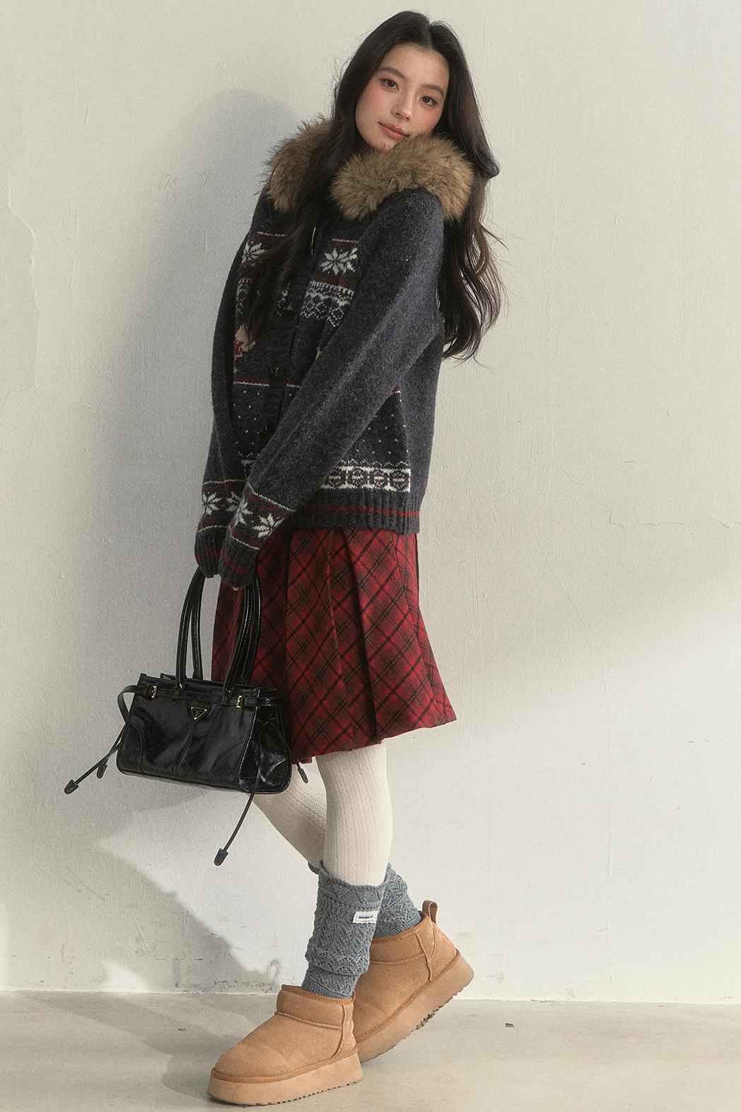 Dark Gray Fair Isle Knitted Jacket Set-Up