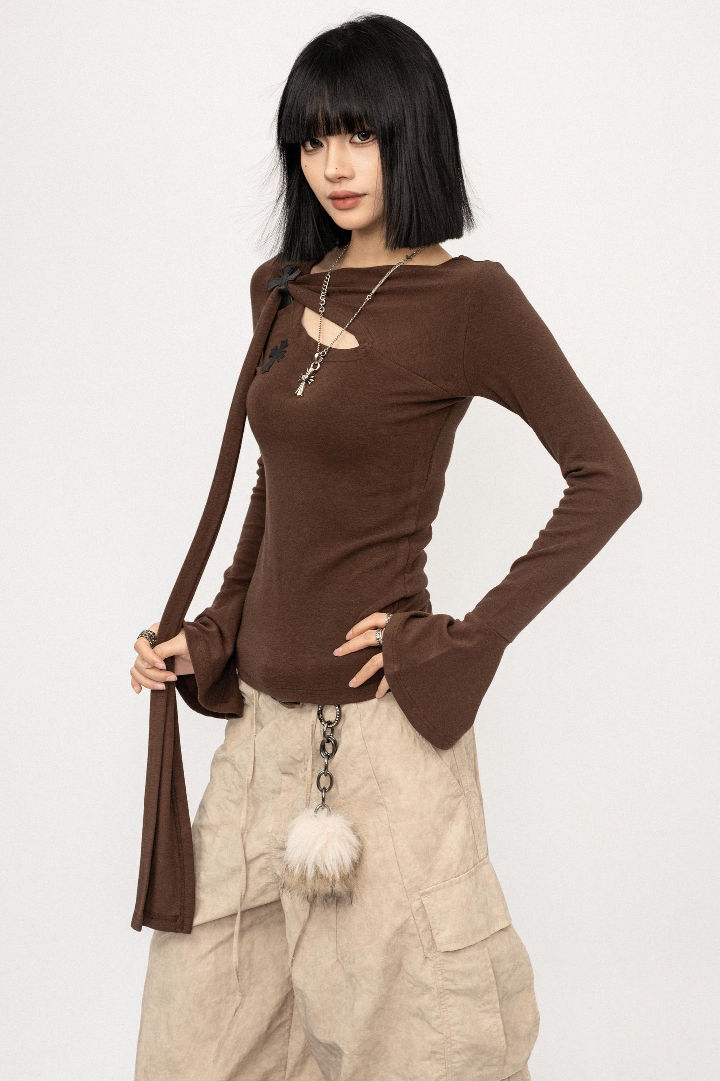 Retro Bell-Bottom Sleeve Top