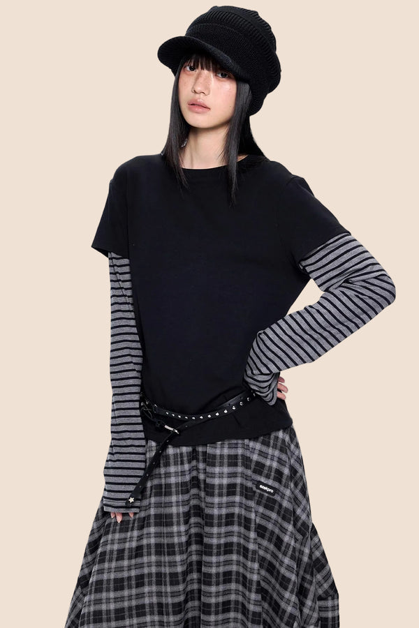 Striped Patchwork Retro Top