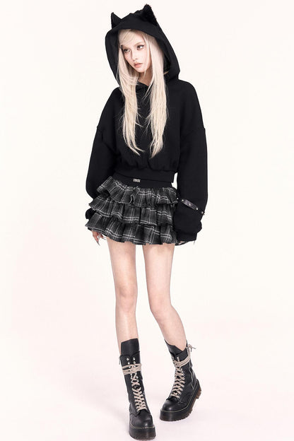 Black Cat Plush Hoodie