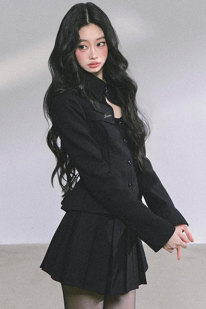 Gatsby Daughter Two-Piece Black Jacket Set-Up