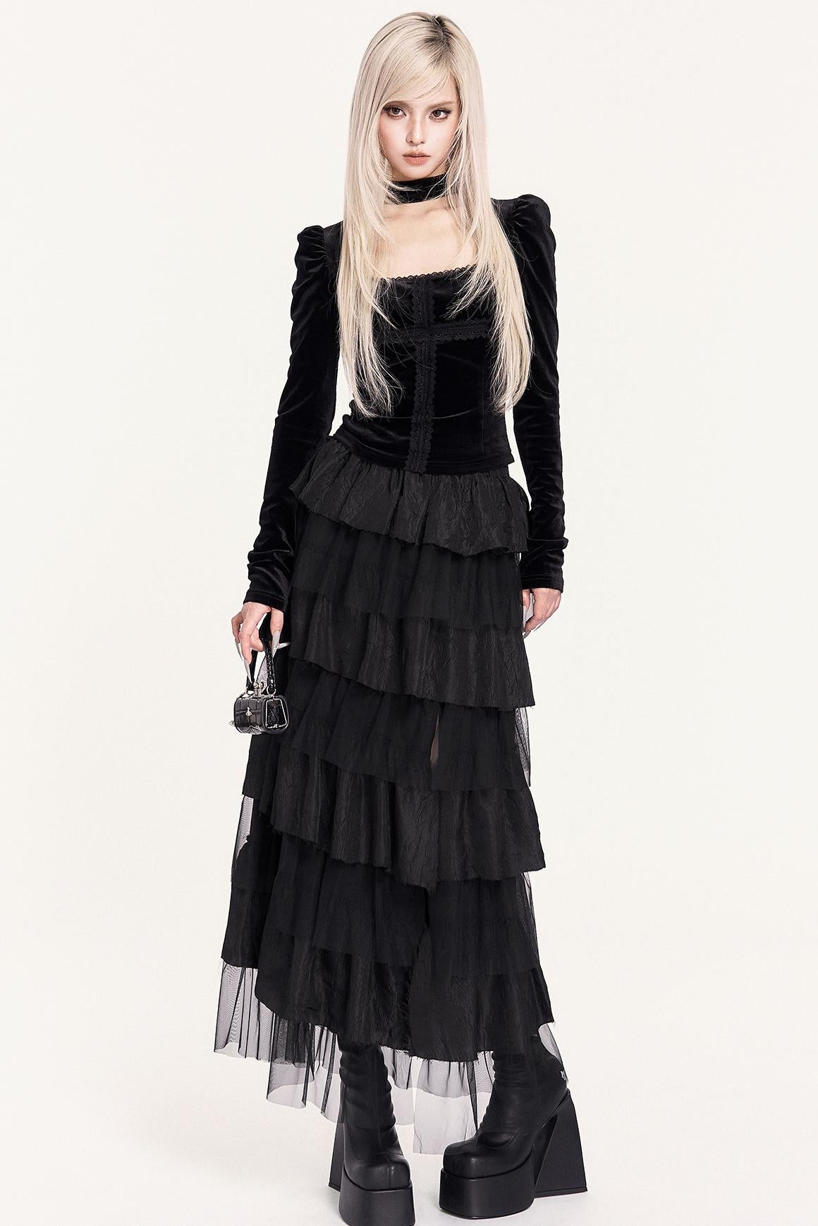 Gothic Lace Patchwork Top