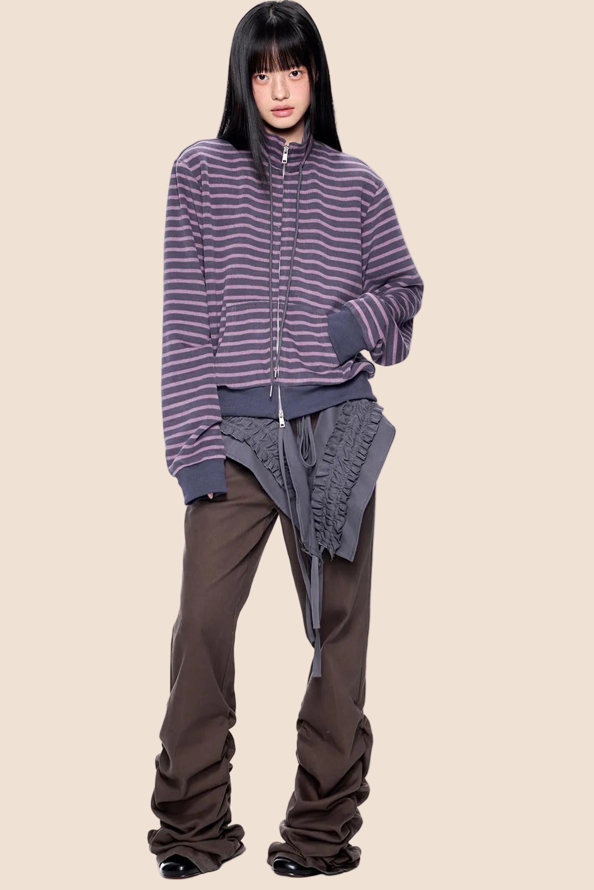 Striped Vintage Turtleneck Cardigan