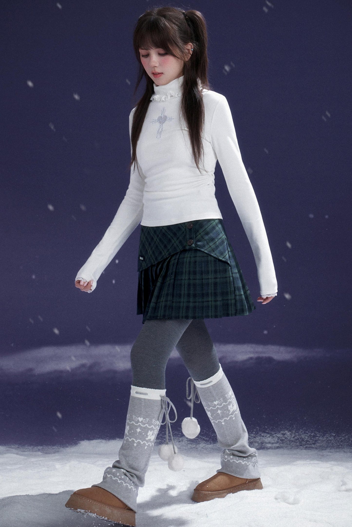 Romantic Green Pleated Skirt