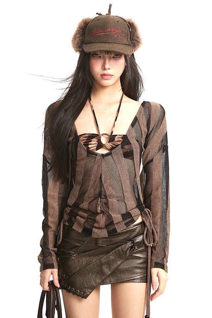 Distressed Retro Leather Skirt