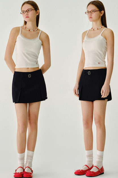 심플 레이스 크롭 탑 