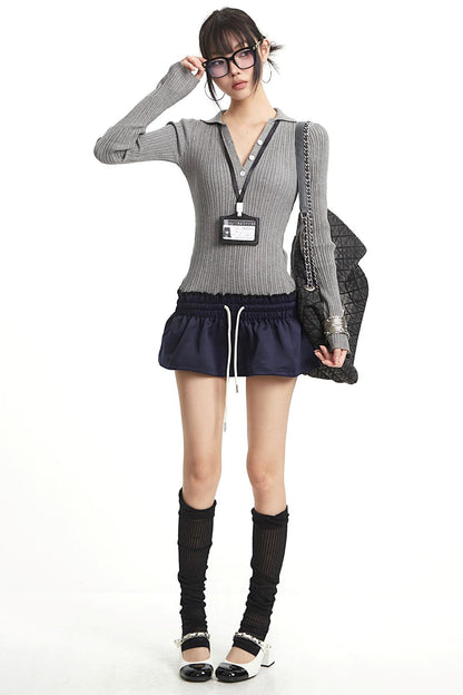 Retro Light Gray Knitted Top