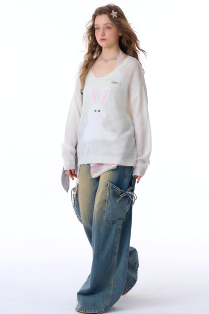 High-Waist Cargo Wide Pants