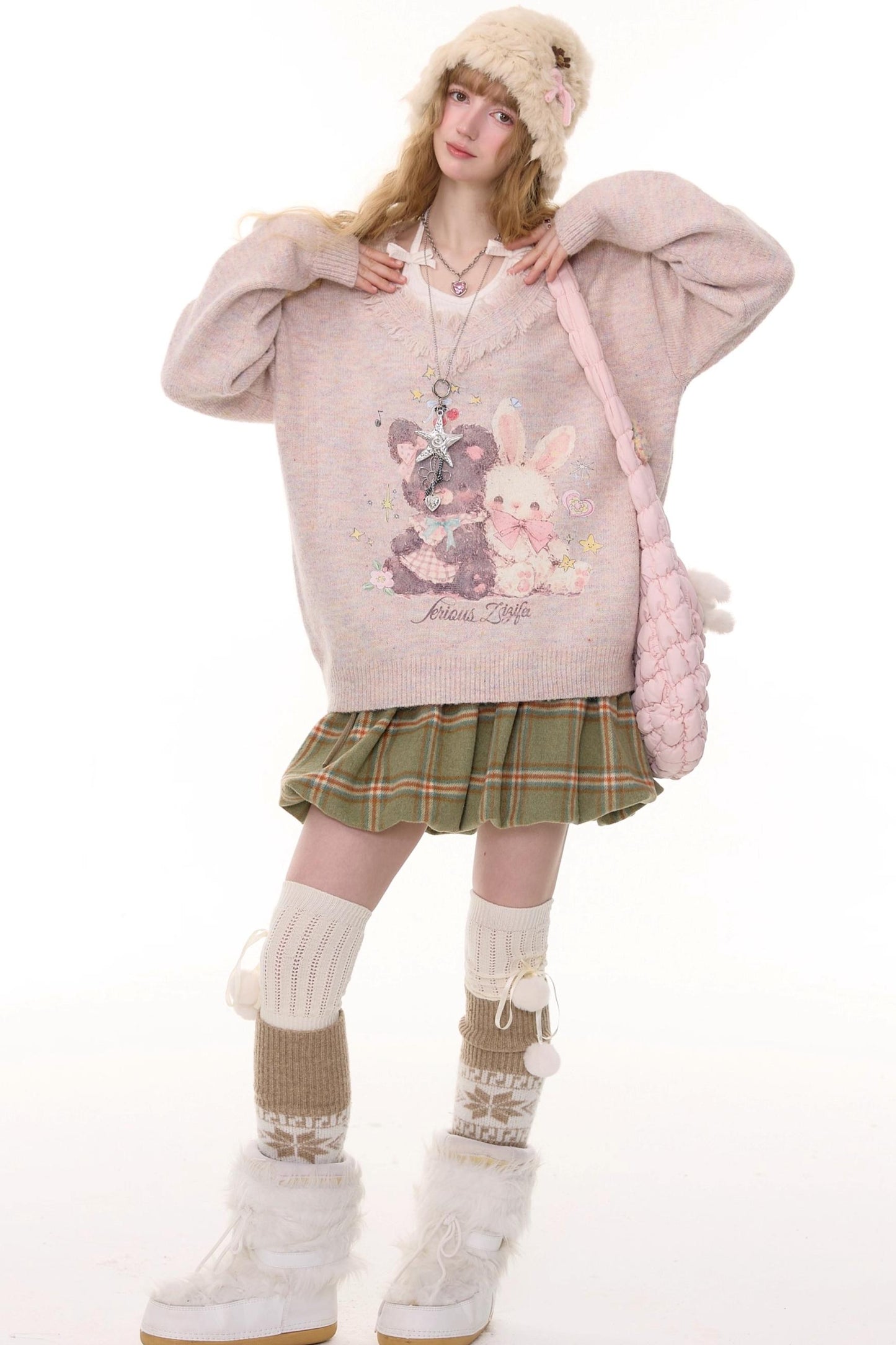 Green Plaid Woolen Skirt