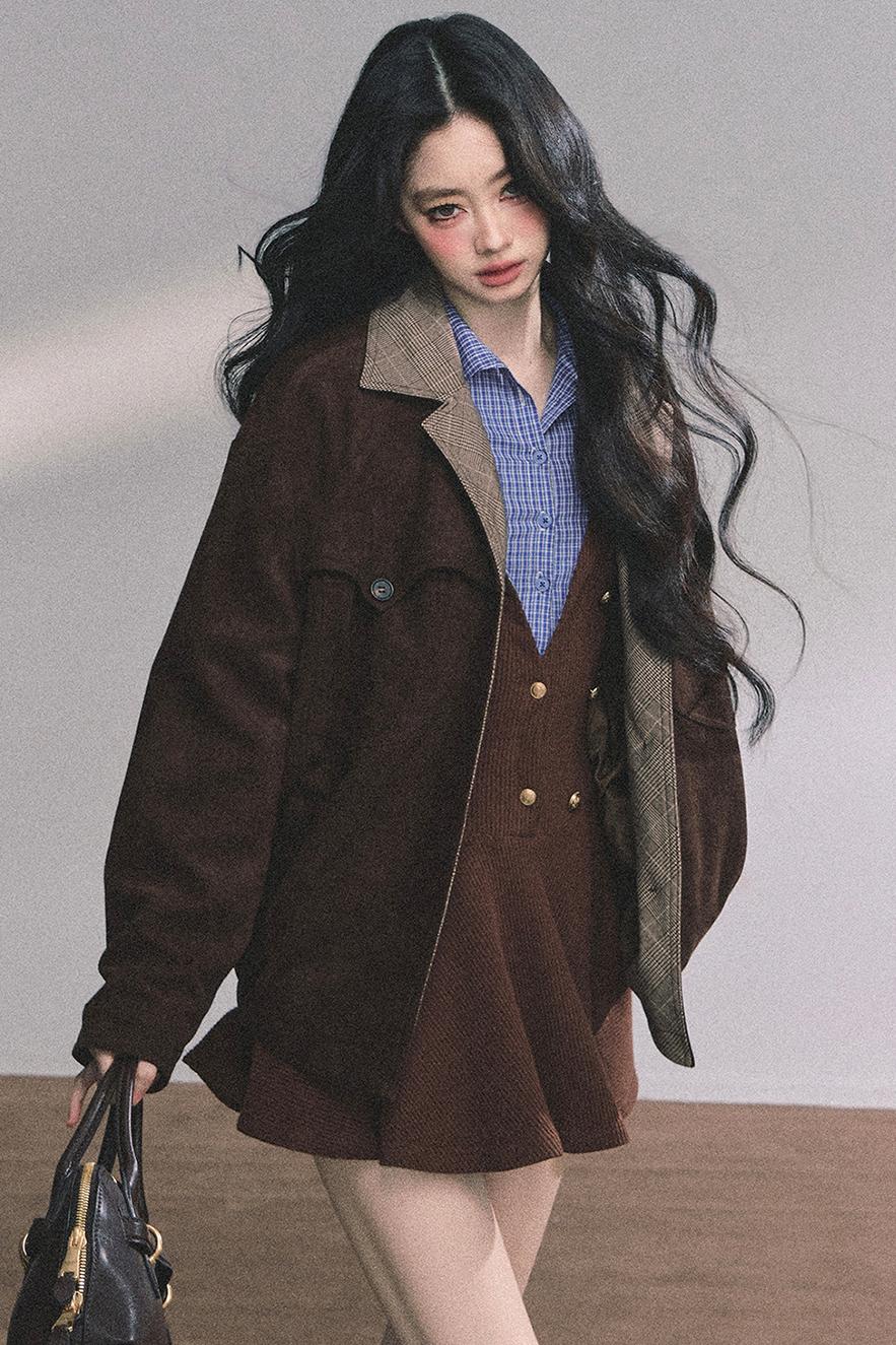 French Plaid Knitted Dress