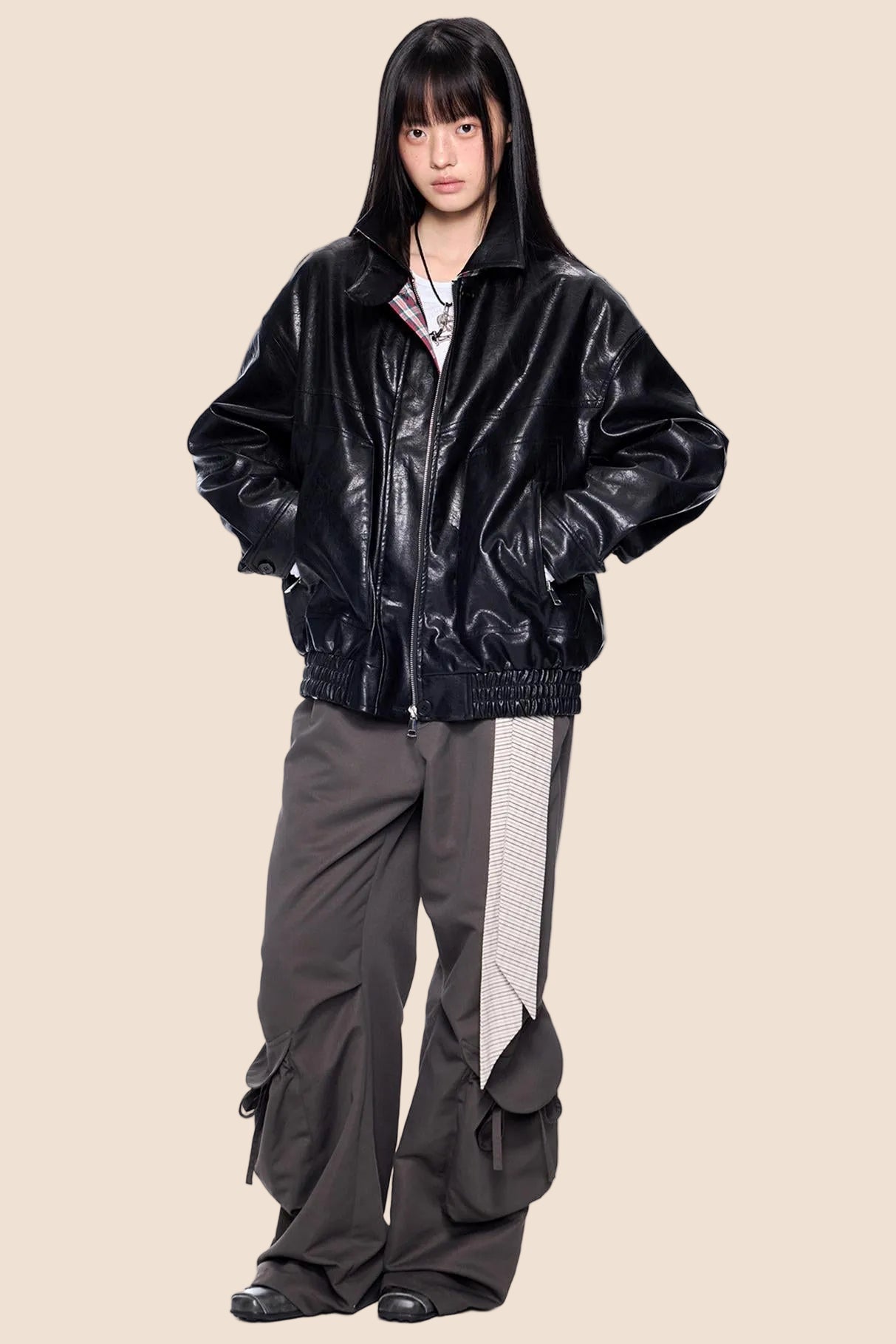 Pocket Pleated Wide-Leg Pants