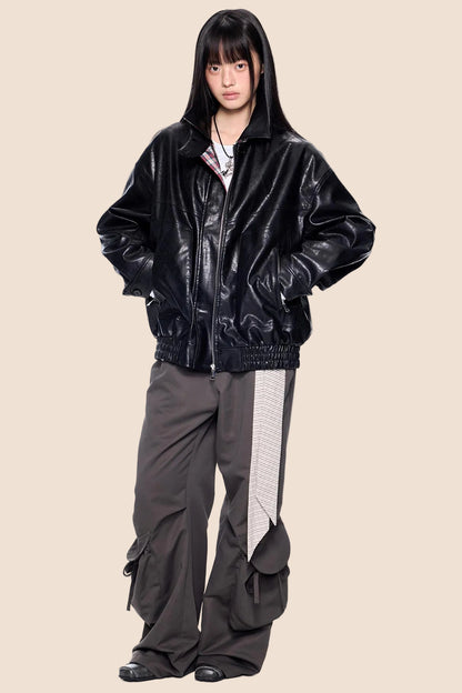 Pocket Pleated Wide-Leg Pants