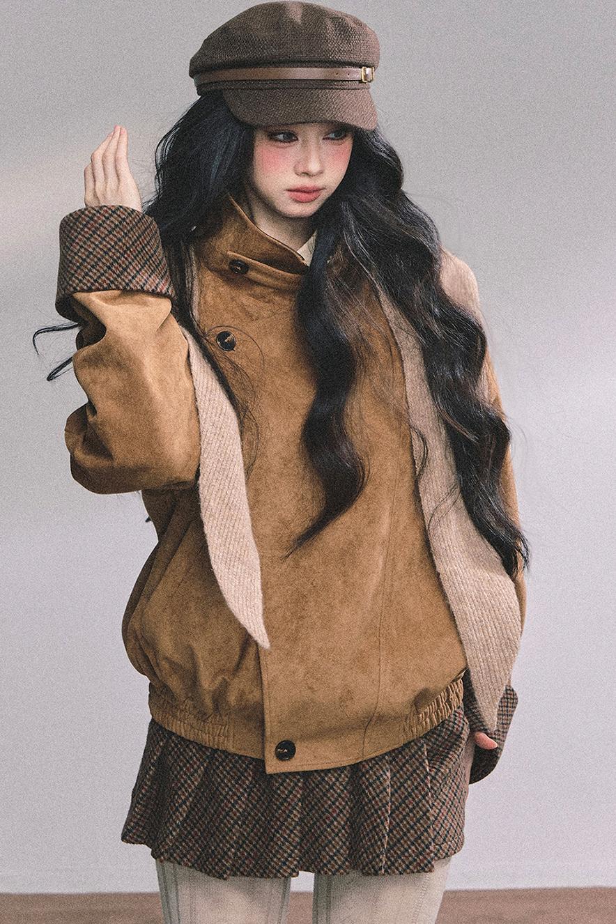 Hazelnut Velvet Jacket Skirt Set-Up