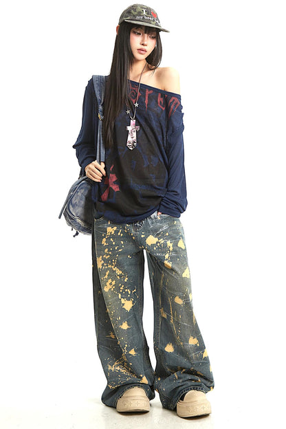 Retro Off-Shoulder Blouse