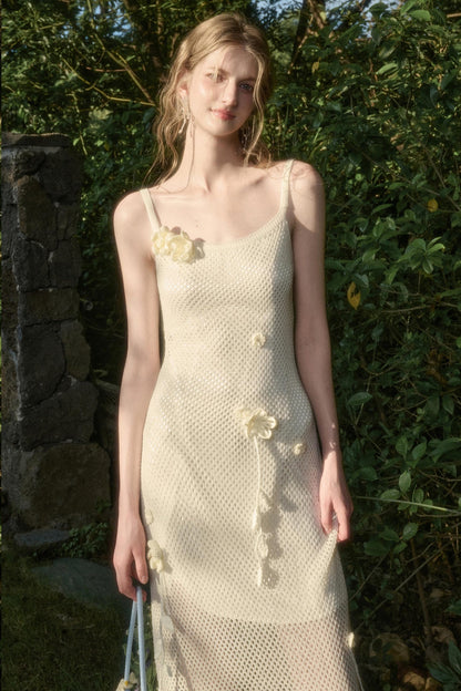 White Floral Knit Dress