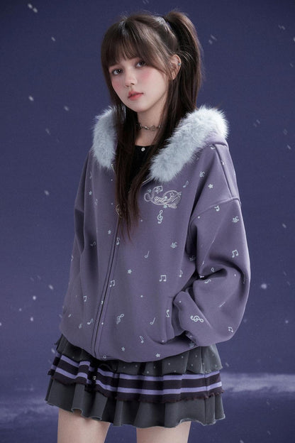 Purple Fleece Hooded Jacket