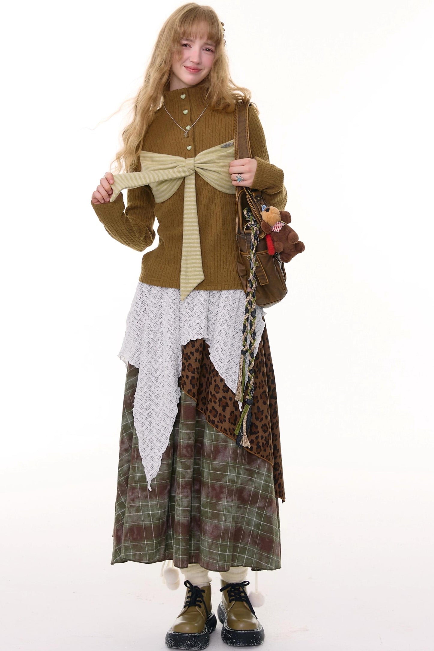 Autumn Bow Turtleneck Knitted Sweater