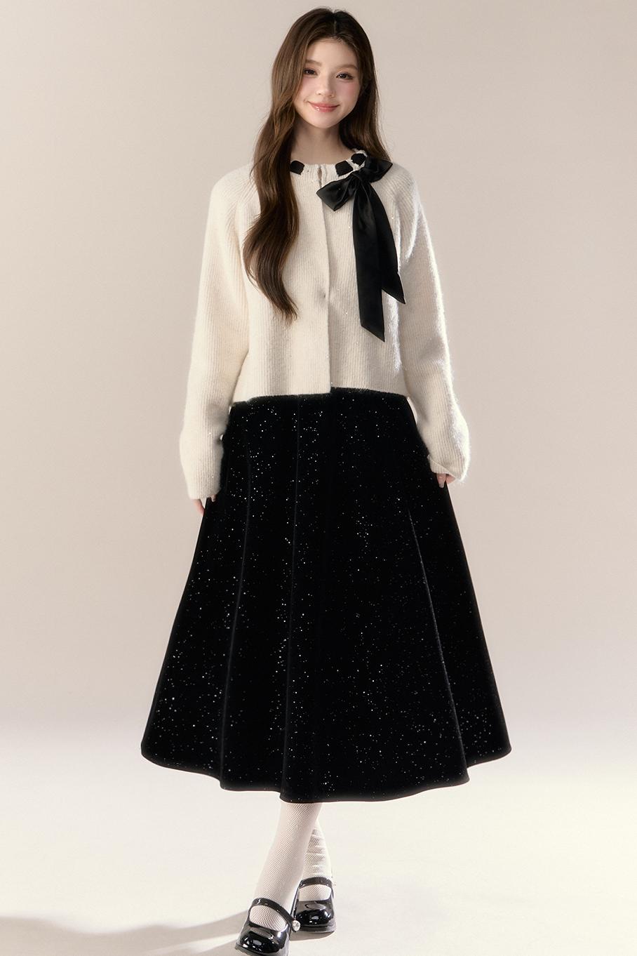 Starry Night Velvet Long Skirt