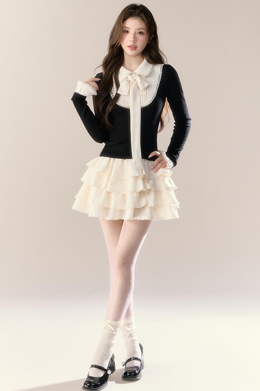 Autumn Knitted Top Skirt Set-Up