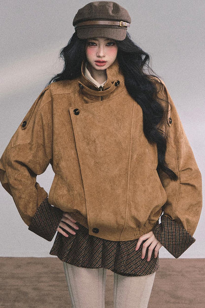 Hazelnut Velvet Jacket Skirt Set-Up