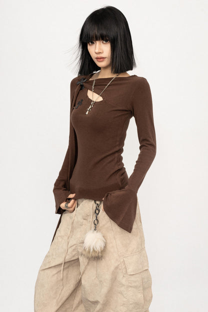 Retro Bell-Bottom Sleeve Top