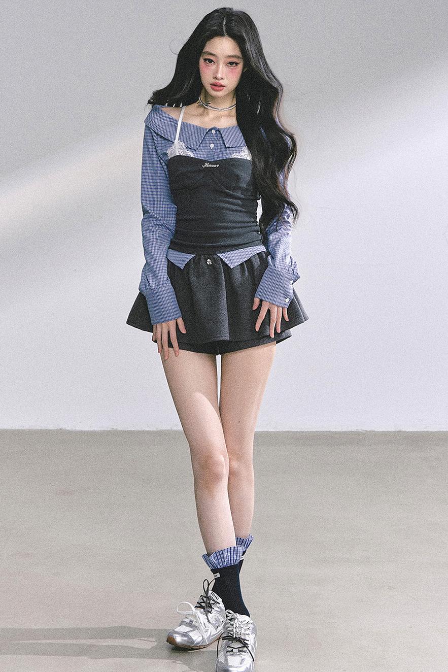 Oran Plaid Lace T-Shirt