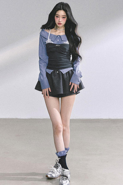 Oran Plaid Lace T-Shirt