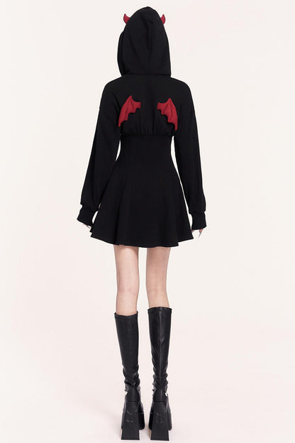 Dark Sweet Devil Hooded Dress Set-Up