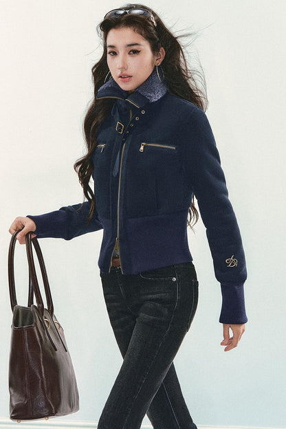 Retro Wool Motorcycle Jacket