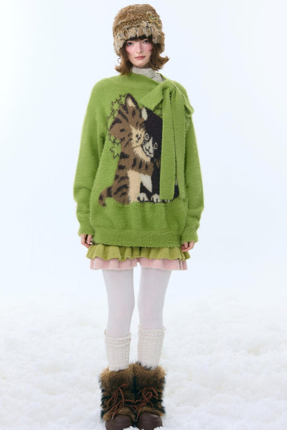 Retro Striped Knitted Skirt