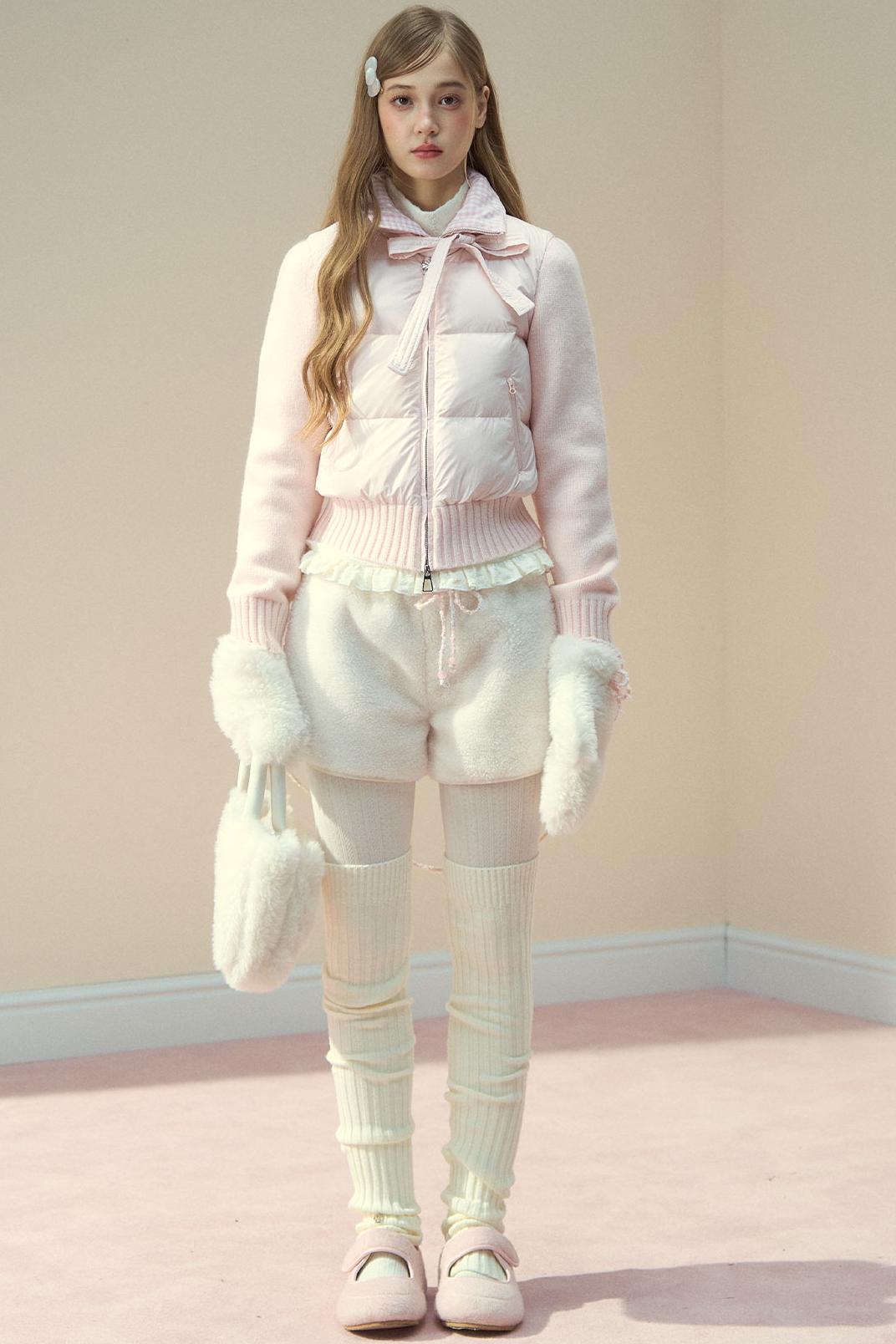 Pink Cloud Knitted Down Jacket