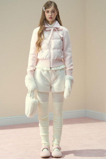 Pink Cloud Knitted Down Jacket