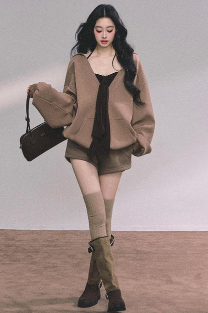 Autumn Hooded Three-Piece Set-Up