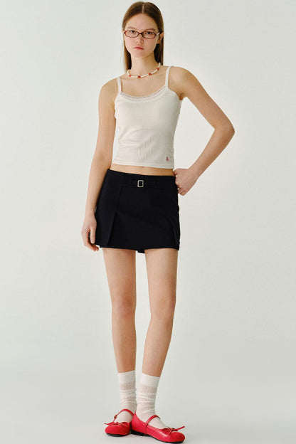 심플 레이스 크롭 탑 