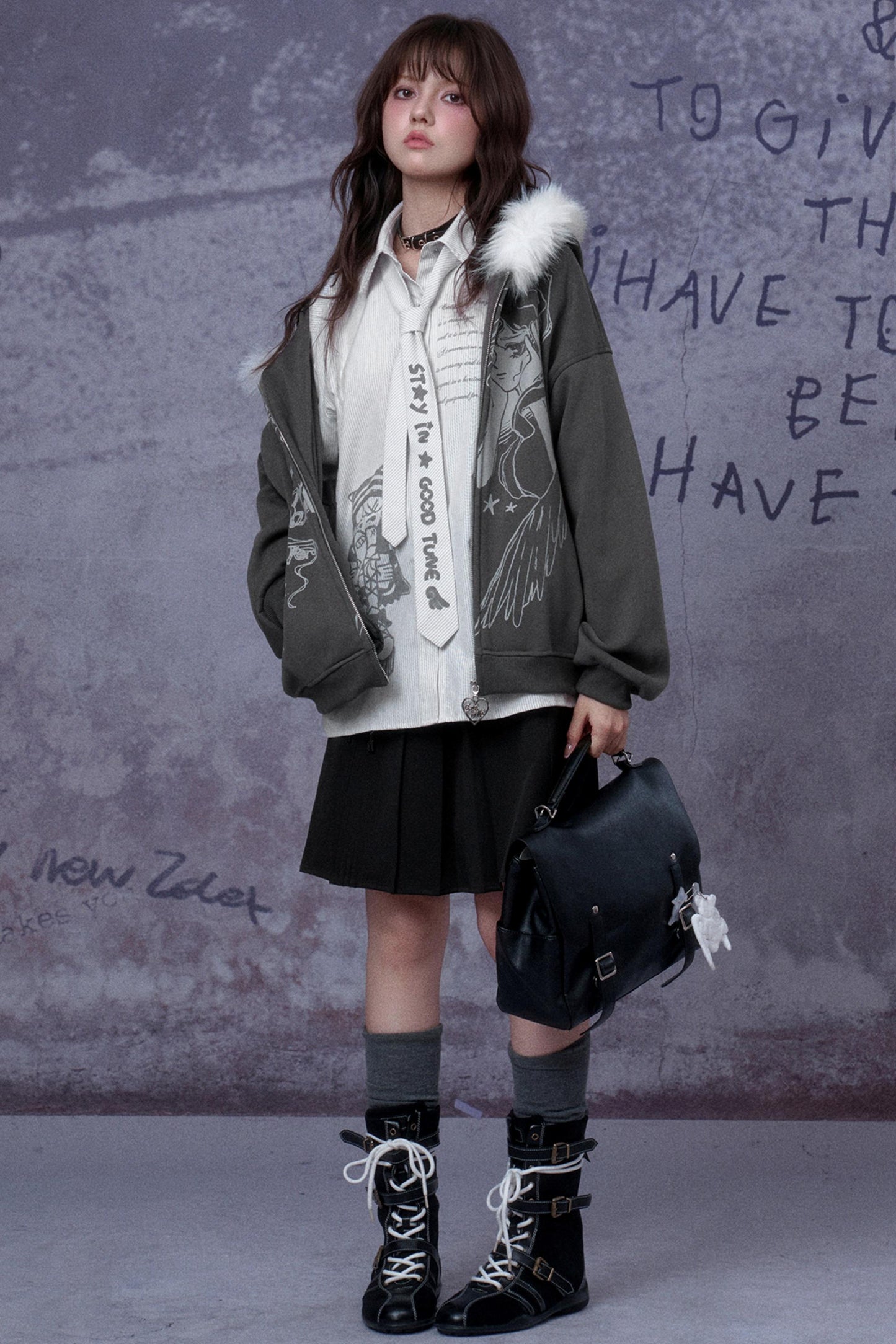 Angel Manga Print Fleece Jacket