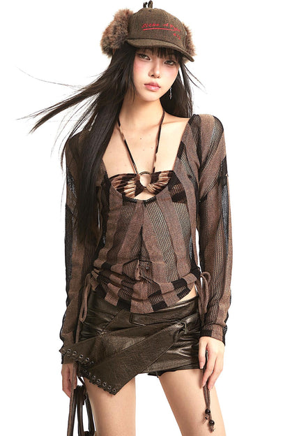 Wasteland Striped Mesh Cover-Up