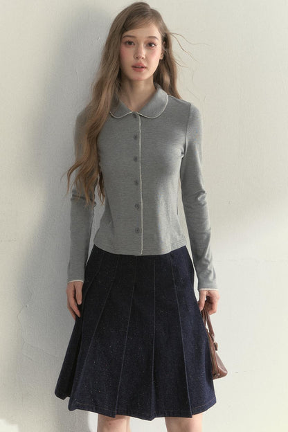 Pink and Gray Doll Collar Top