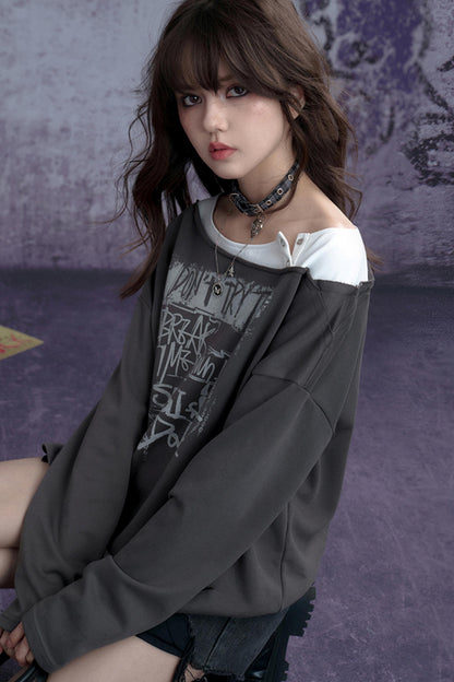 Vintage Punk Layered Sweatshirt