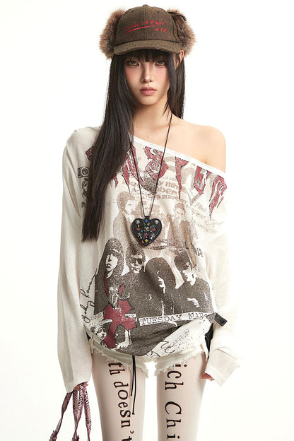 Retro Off-Shoulder Blouse