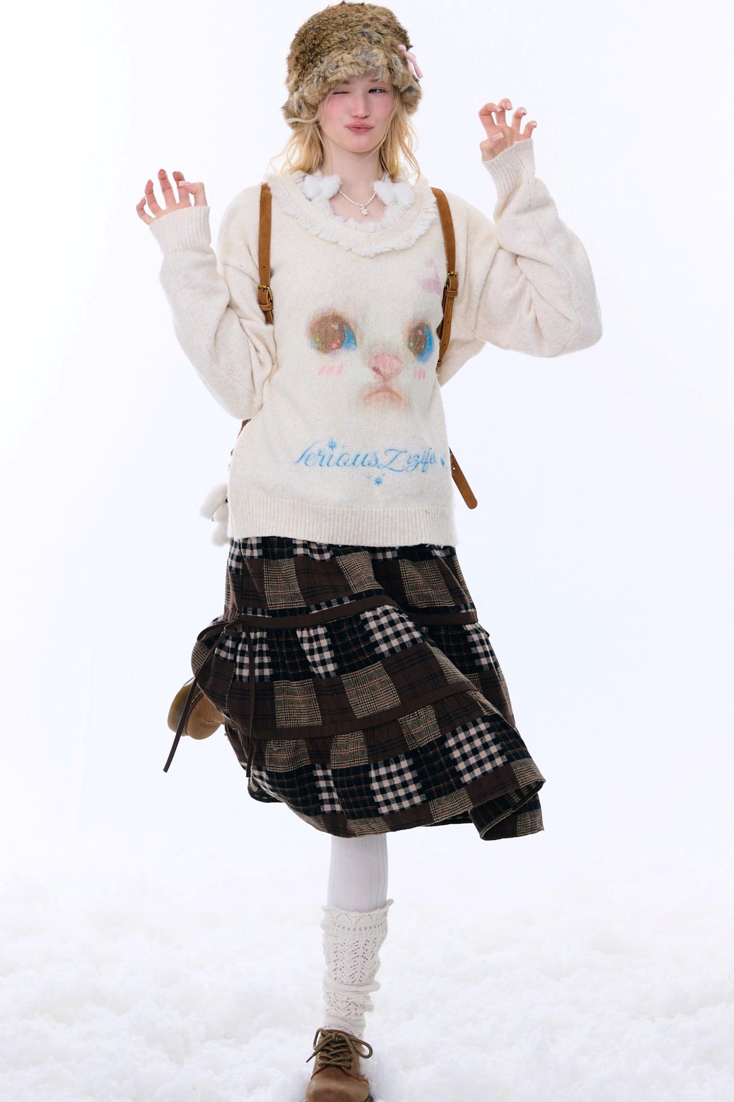 Dark Brown Plaid Skirt