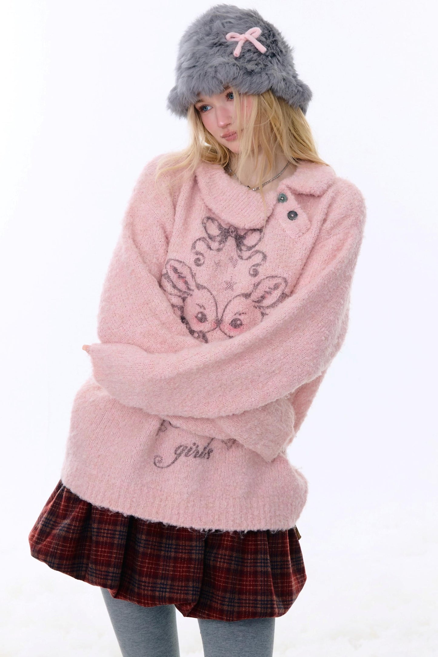 Retro Pink Irregular Sweater