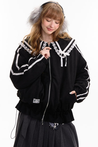 American Vintage Lace Splicing Cotton Jacket