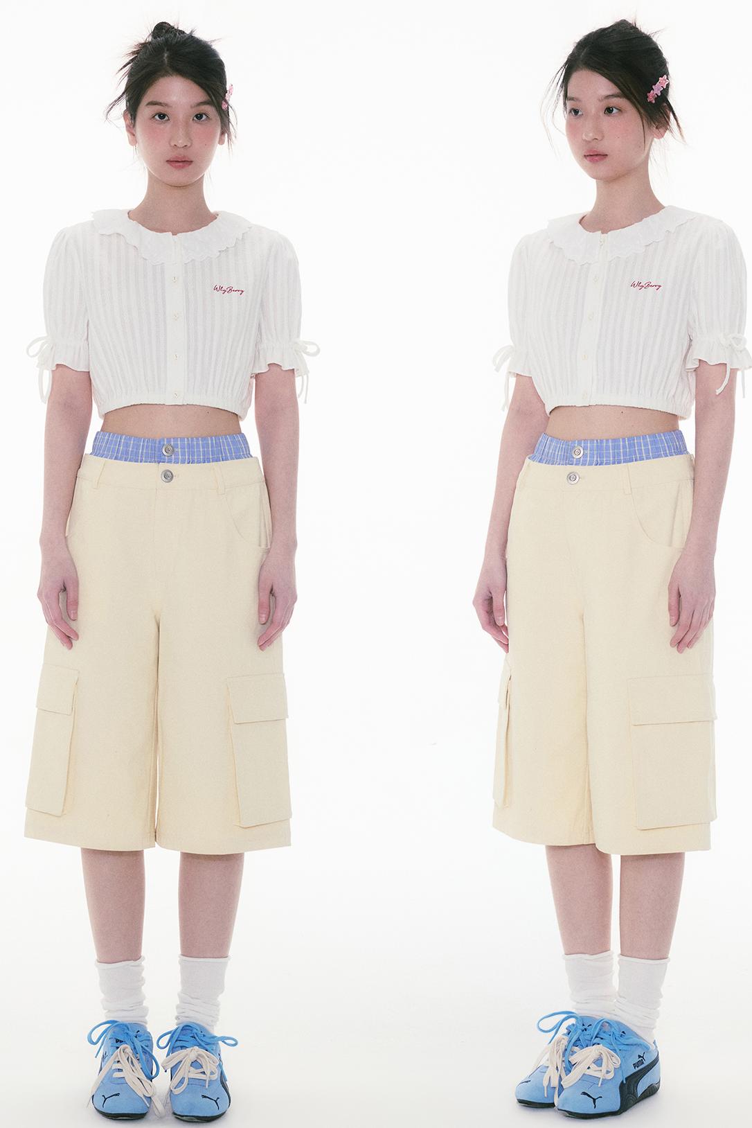 Lace Bubble Sleeve Blouse