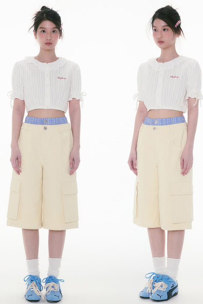 Lace Bubble Sleeve Blouse