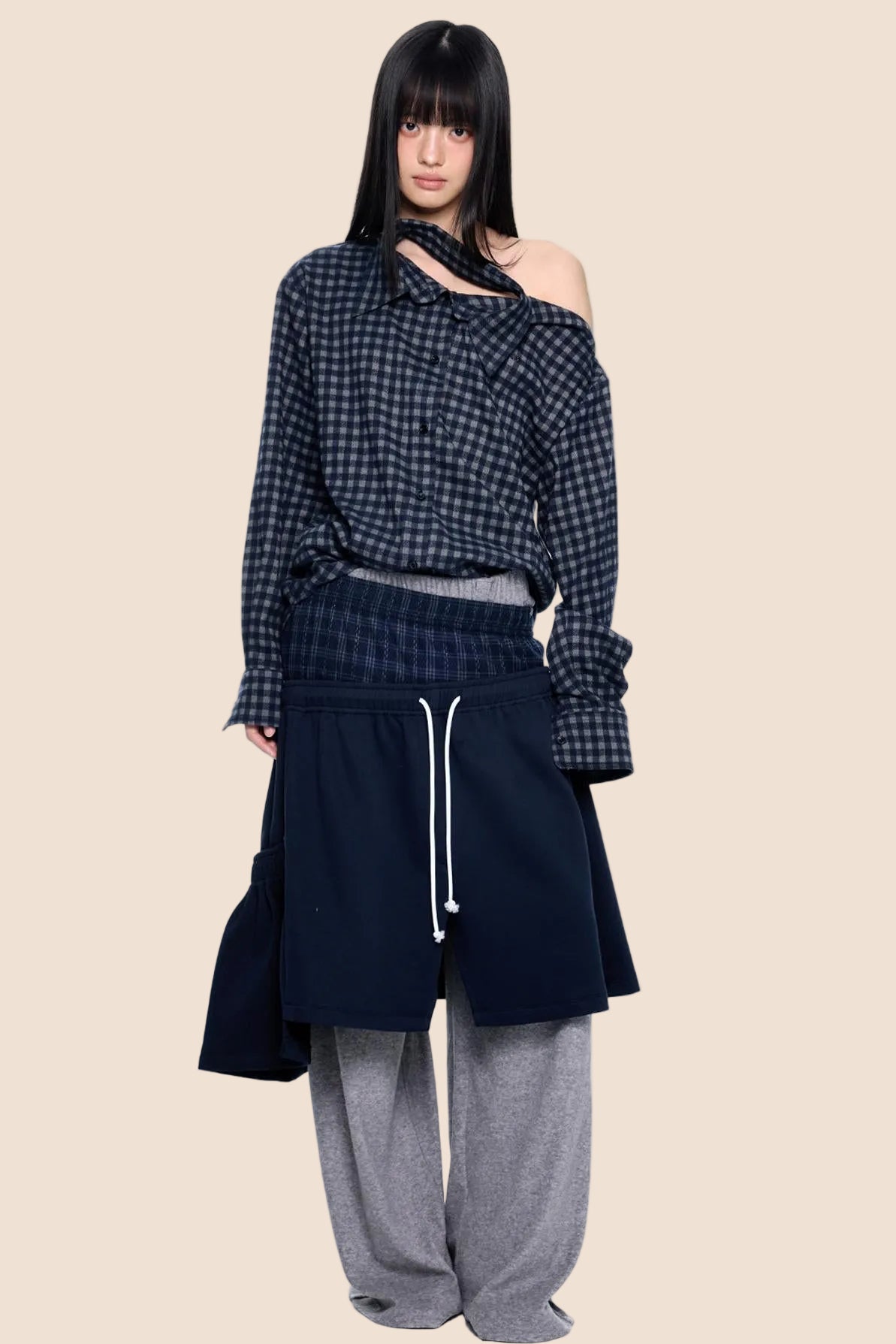 Tie-Up Structured Drape Pants