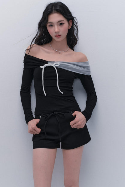 블랙 & 화이트 슬림 탑 