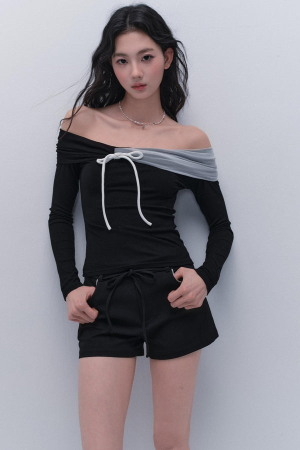 블랙 & 화이트 슬림 탑 