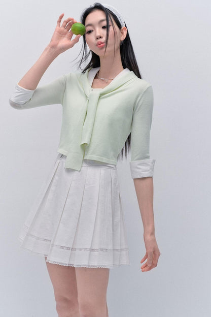 Lace-Up Knit Crop Top